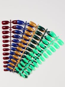 120 móng tay giả màu hỗn hợp - Nhiều màu - Xem 1