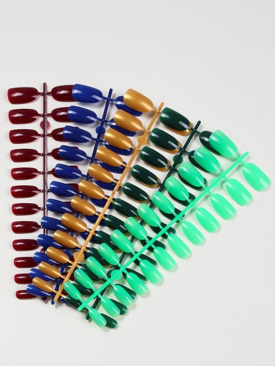 120 móng tay giả màu hỗn hợp - Nhiều màu - Xem 1