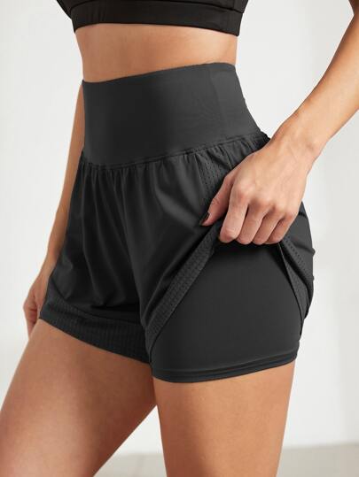 Mesh Panel Sports Shorts Women Sports Shorts Sweater Shorts