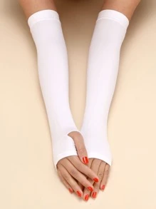 Solid Fingerless Gloves Wedding - White - View 1