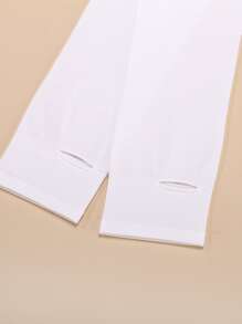 Solid Fingerless Gloves Wedding - White - View 3