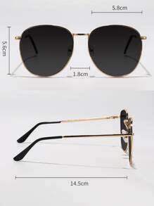 Retro Classic Metal Fashion Fashion Glasses For Women And Men, Big Frame Aviator Style, Suitable For Outdoor Travel, Beach, Casual Wear, Summer - Gold - View 4