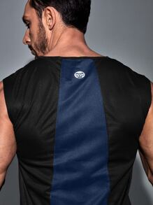 Manfinity Sport Corelite Camiseta deportiva para hombre con bloque de color y gráfico de letras, tops de entrenamiento