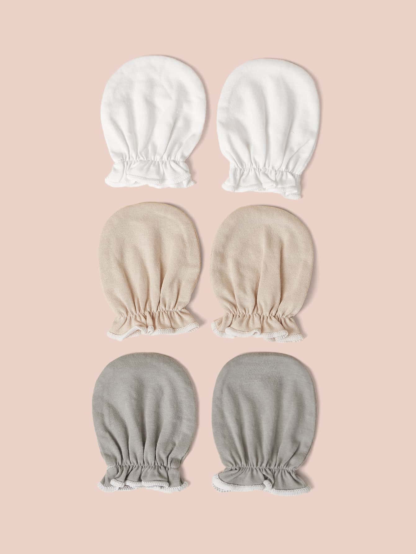 3pairs Baby Solid Gloves - Multicolor - View 1
