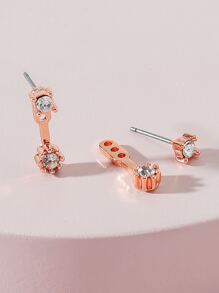 水鑽裝飾耳夾 - 玫瑰金 - 查看 2