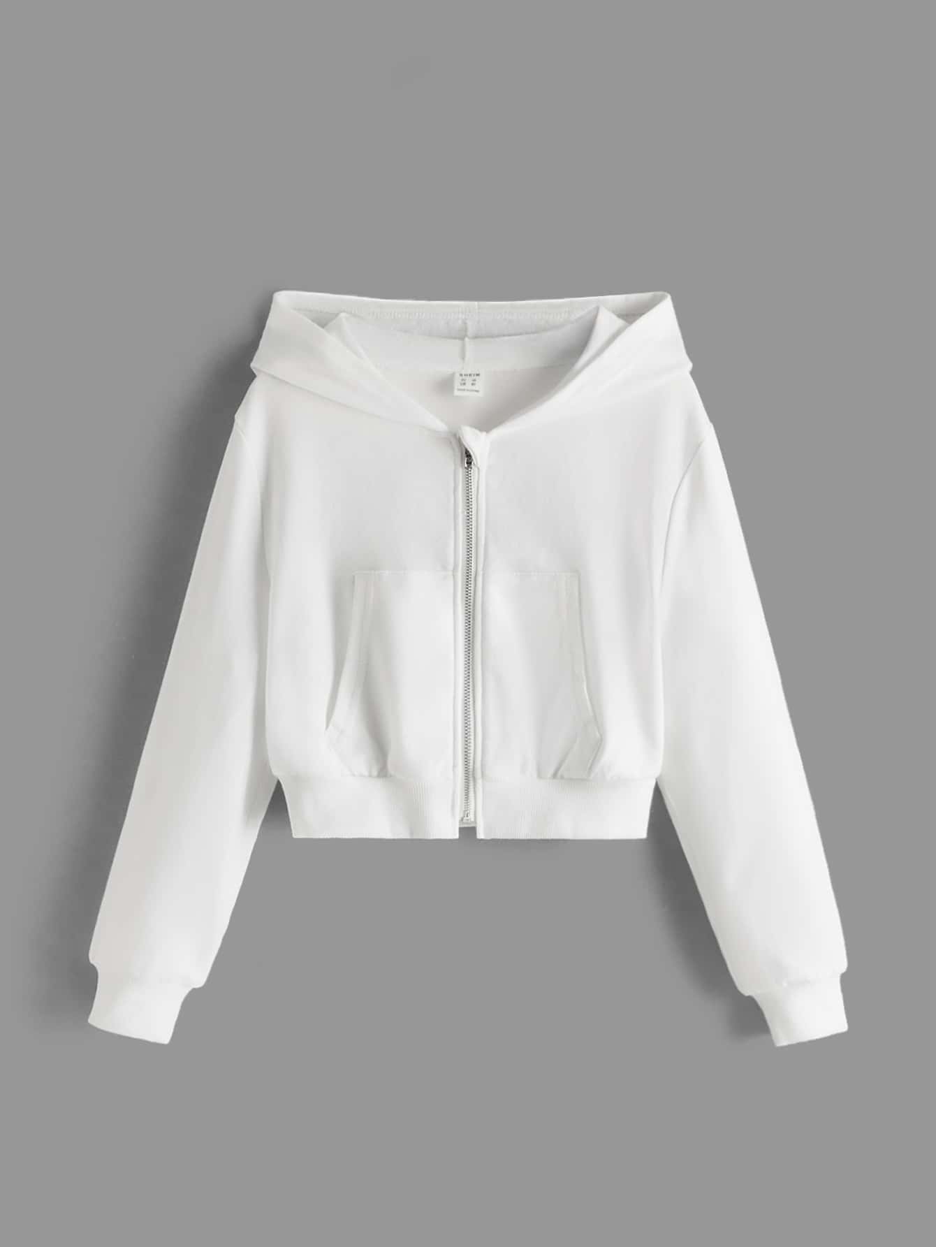 SHEIN Girls Pocket Front Zip Up Hoodie | SHEIN UK