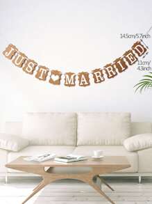 1pc Wedding Letter Graphic Pull Flag, Hanging Paper Banner For Wedding Party - Multicolor - View 3