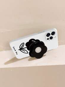 Floral Phone Case With Stand-Out Phone Grip - Black and White - View 5