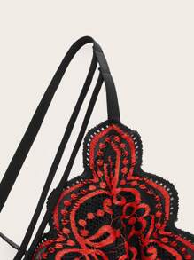 Sujetador con encaje floral cruzado - Burdeos - Ver 3