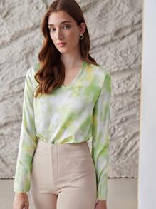 MOTF X MONET INSPIRED 100% SILK TIE-DYE TOP - Multicolor - View 6