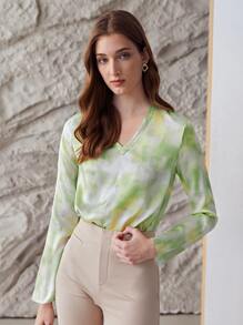 MOTF X MONET INSPIRED 100% SILK TIE-DYE TOP - Multicolor - View 7