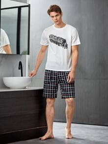 Top De Pijama Para Hombre Con Estampado Gráfico - Blanco - Ver 3