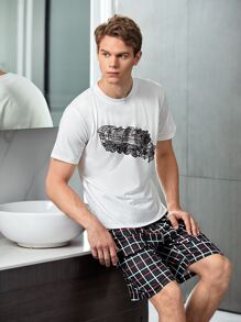 Top De Pijama Para Hombre Con Estampado Gráfico - Blanco - Ver 1