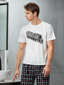 Top De Pijama Para Hombre Con Estampado Gráfico - Blanco - Ver 4