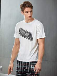 Top De Pijama Para Hombre Con Estampado Gráfico - Blanco - Ver 5