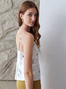 MOTF X Dina Brodsky 100% SILK PRINTED DRAPED CAMI TOP - White - View 7