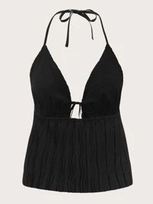 SHEIN ICON Top de tirantes con cordón delantero de espalda abierta - Negro - Ver 2