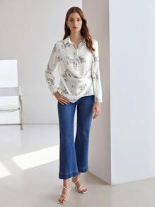 MOTF X Dina Brodsky 100% SILK PRINTED SHIRT - White - View 12
