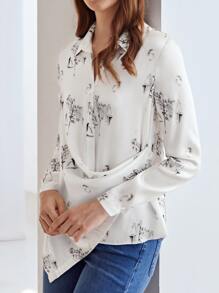 MOTF X Dina Brodsky 100% SILK PRINTED SHIRT - White - View 7