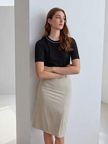 MOTF PREMIUM 100% SILK FITTED KNIT TOP - Black - View 10