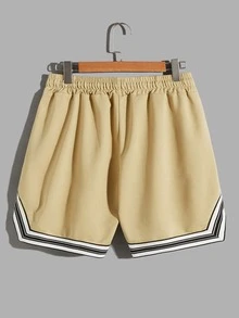 Manfinity Sporsity Men Letter Graphic Striped Trim Drawstring Waist Shorts