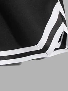 Manfinity Men Letter Graphic Striped Trim Drawstring Waist Shorts - Black - View 4