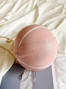 Mini Letter Graphic Ball Shaped Satchel Bag - Pink - View 4