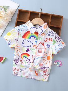 小女童卡通圖案襯衫