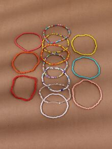 13入組撞色串珠腳鏈 - 彩色 - 查看 2