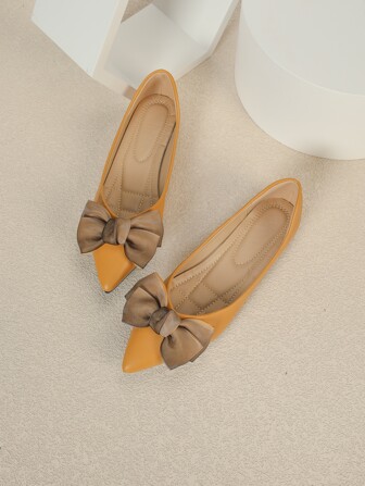 Fall/Winter Bow Decor Point Toe Ballet Flats Valentines