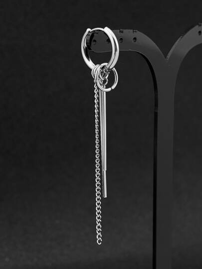 Fashionabla och populära 1 st män geometrisk & kedja drop örhänge rostfritt stål punk hip pop stil för smycken gåva och för en elegant look