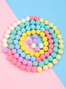 100 cái Bé Gái Mới Biết Đi Màu Ngẫu Nhiên Pom Pom Phụ Kiện Tóc Tự Làm - Nhiều màu - Xem 2
