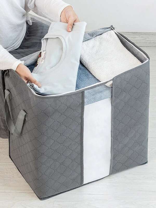 1pc Large Storage Bag Organizer Clothes Storage With Reinforced Handle