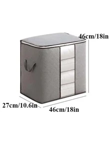 1pc Large Storage Bag Organizer Clothes Storage With Reinforced Handle,Storage Container For Bedding,Comforters,Clothing,Closet,Clear Window,Sturdy Zippers - Grey - View 4