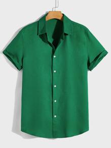 GENTILAND Men Solid Button Up Shirt - Green - View 2