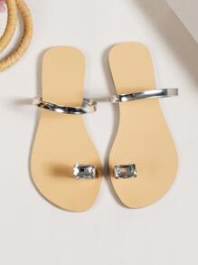 avec strass Anneau d'orteil Sandales entre-doigt - Argent - Voir 3