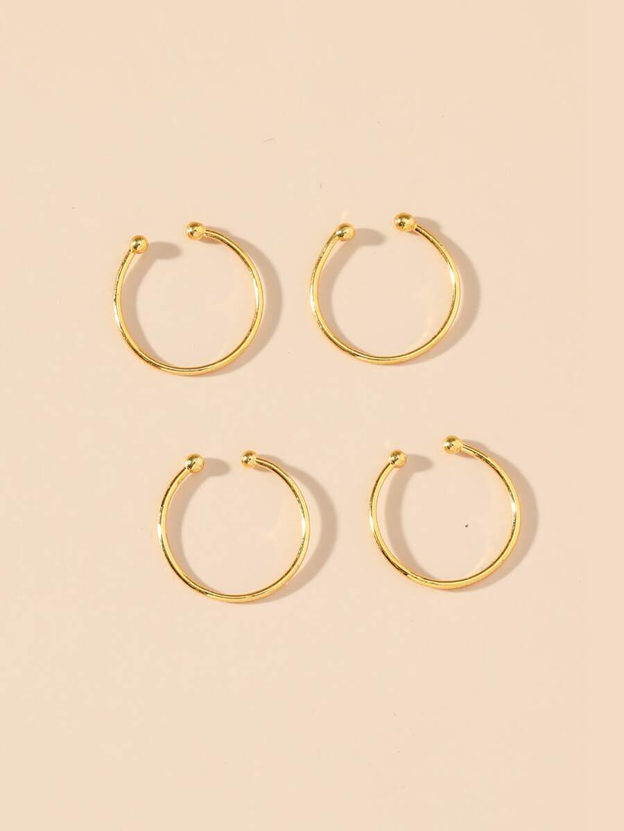 4pcs Minimalist Nose Cuff - Yellow Gold - View 1