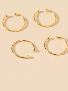 4pcs Minimalist Nose Cuff - Yellow Gold - View 2