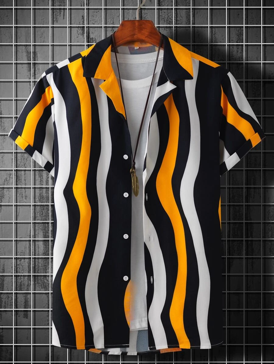 Manfinity Homme Men Random Colour Block Button Up Shirt Without Tee - Multicolor - View 1