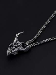 Fashionable and Popular Men Dragon Bone Pendant Necklace Alloy for Vacation and for a Stylish Look - Antique Silver - View 2