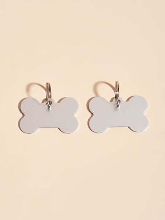 2pcs Bone Shaped Pet ID Tag, Engraved Name Tag, Slide On ID Tags
