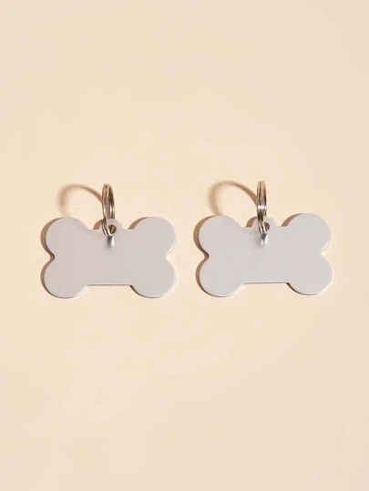 2 piezas etiqueta de identificación para mascotas con forma de hueso, etiqueta de nombre grabada, etiquetas de identificación deslizantes