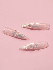 60 piezas/caja Rhinestones con forma asimétrica transparente y nude para decoración de uñas - transparente - Ver 4