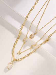 3pcs Shell Pendant Necklace - Multicolor - View 1