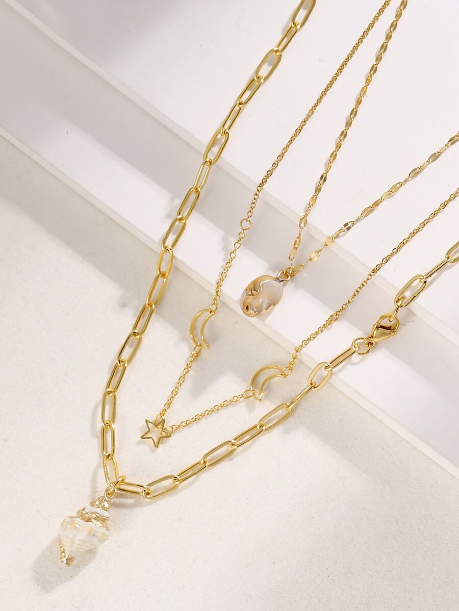 3pcs Shell Pendant Necklace - Multicolor - View 1