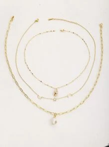 3pcs Shell Pendant Necklace - Multicolor - View 3