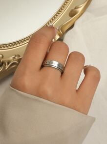 月亮和太陽細節戒指 - 銀色 - 查看 1