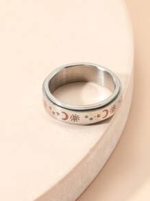 月亮和太陽細節戒指 - 銀色 - 查看 4