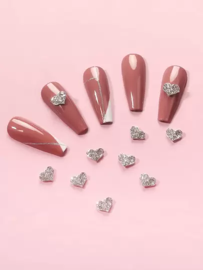 10 件心形美甲装饰 DIY 指甲饰品 美甲宝石 美甲用品 指甲