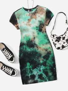 SHEIN EZwear Đầm Gân đan Cà vạt nhuộm Giải trí - Nhiều màu - Xem 1